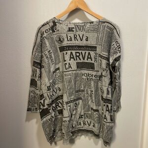 Gray Graphic Long Sleeve Top